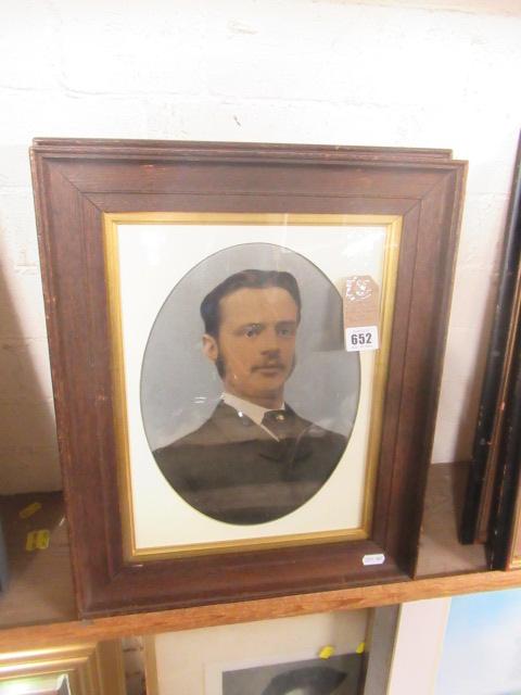 PAIR OF VICTORIAN OVERPAINTED PHOTOS IN OAK FRAMES Image