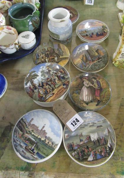 QUANTITY OF POT LIDS AND CERAMIC JAR Image