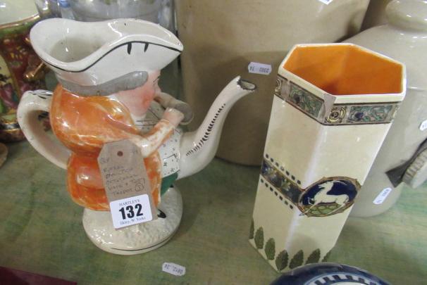 ROYAL DOULTON OCTAGONAL VASE AND TOBY TEAPOT Image
