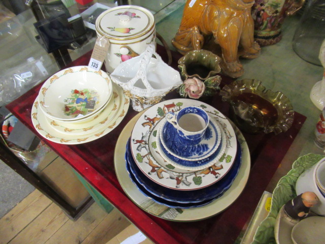 TRAY OF COPELAND SPODE  DEVONWARE BISCUIT BARREL  BUNNYKINS ITEMS ETC Image
