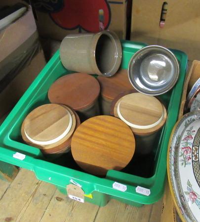 BOX OF DENBY STONEWARE JARS Image