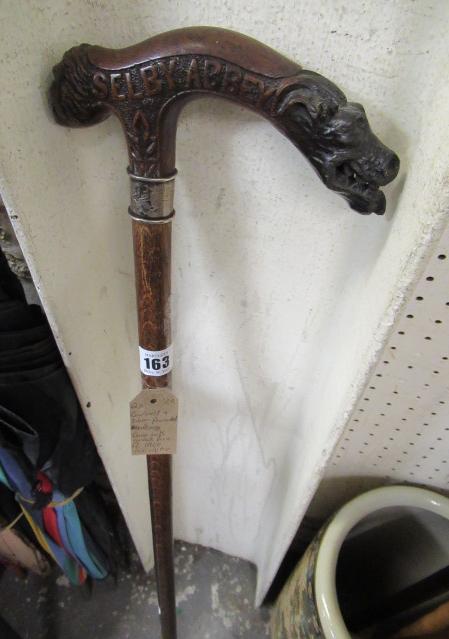 CARVED SILVER FERRULE WALKING STICK WITH 1069 SELBY ABBEY INSCRIPTION Image