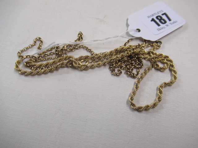 TWO 9CT GOLD CHAINS AND A BRACELET Image