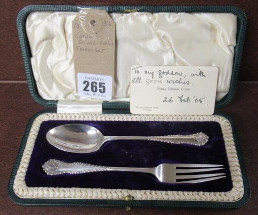 CASED SILVER FORK AND SPOON SET Image