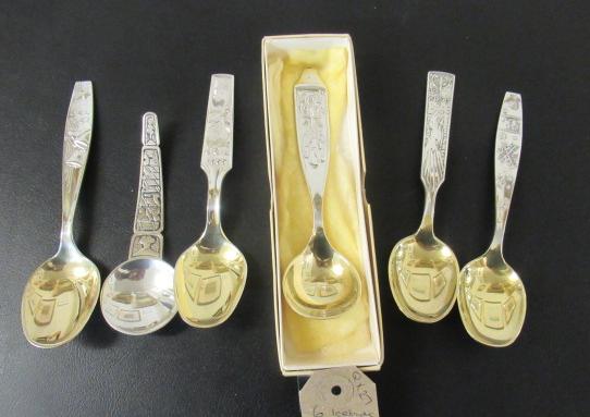 SIX ICELANDIC STERLING SILVER CHRISTMAS SPOONS Image