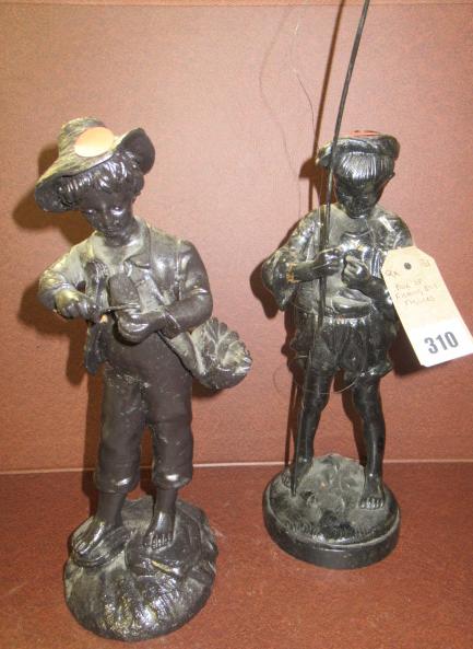 PAIR OF FISHING BOY FIGURES Image