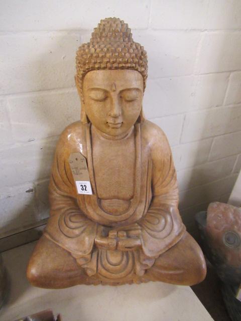 LARGE WOOD BUDDHA Image