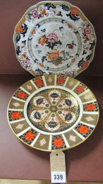 ROYAL CROWN DERBY 10.5 INCH PLATE AND AN ANTIQUE PLATE Image