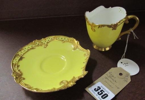 ROYAL WORCESTER YELLOW CUP AND SAUCER Image