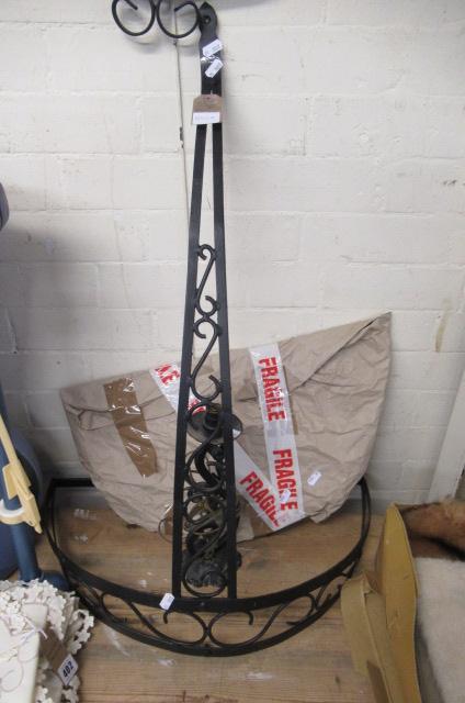 WROUGHT IRON HALL TABLE  MIRROR AND A LAMP Image