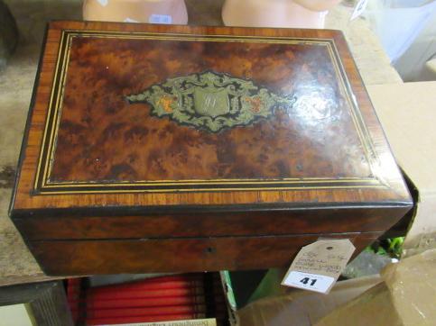 SMALL BURR WOOD SEWING BOX Image