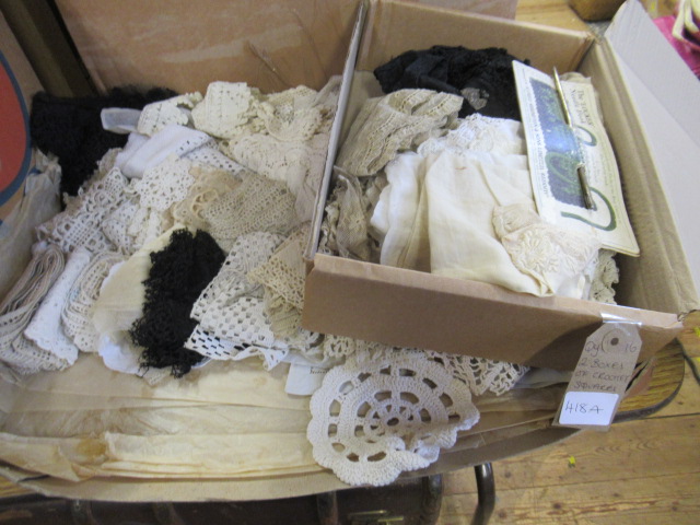 TWO BOXES OF CROCHET ITEMS Image