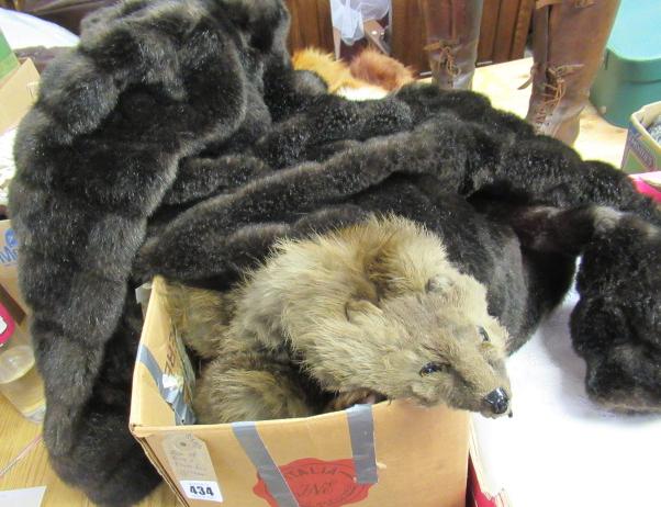 BOX OF FURS AND A FAUX FUR JACKET Image