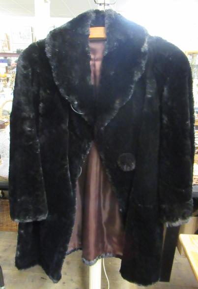 MINK TRIMMED BLACK FUR COAT AND ANOTHER Image