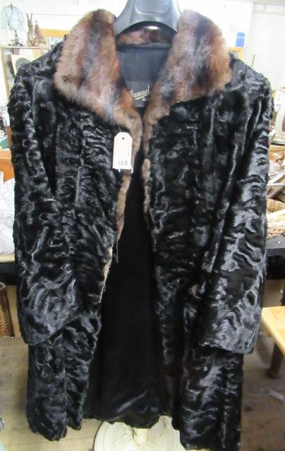 MINK TRIMMED BLACK FUR COAT AND ANOTHER Image
