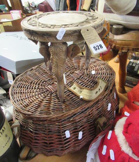 WICKER FISHING BASKET WITH ELEPHANT STOOL Image