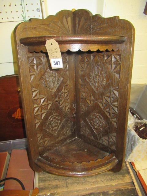 CARVED OAK CORNER SHELF Image