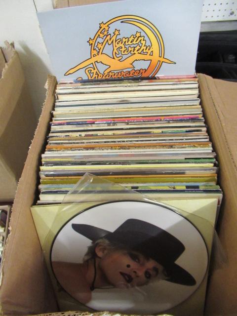 BOX OF COLLECTABLE RECORDS INCLUDING THE WHO  MADONNA PICTURE DISC ETC Image