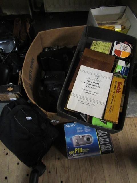 BOX OF CAMERAS AND EQUIPMENT Image