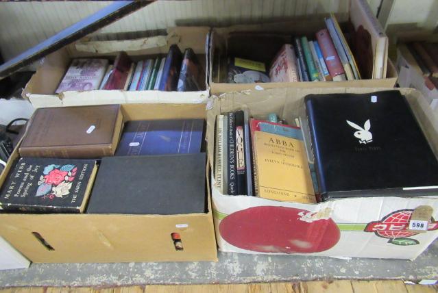 FOUR BOXES OF BOOKS INCLUDING THE PLAYBOY BOOK Image