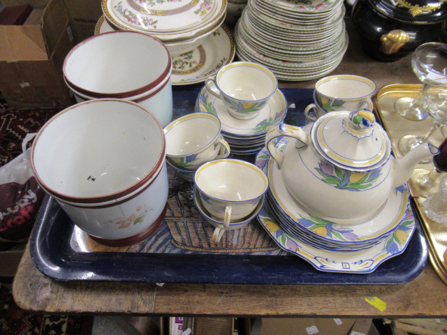 BOOTHS PART TEA SERVICE AND TWO PLANTERS Image