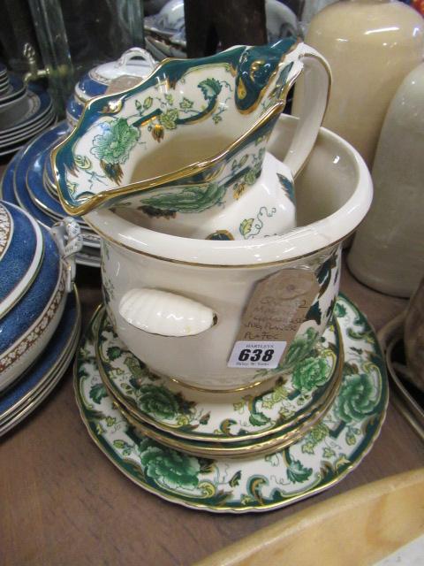 MASONS CHARTREUSE JUG  PLANTER AND PLATE Image