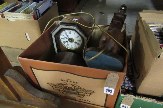 ELEPHANT LAMP AND TWO MANTLE CLOCKS Image
