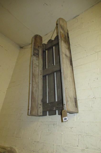 VINTAGE WOODEN SLEDGE AND OLD DEED BOX Image