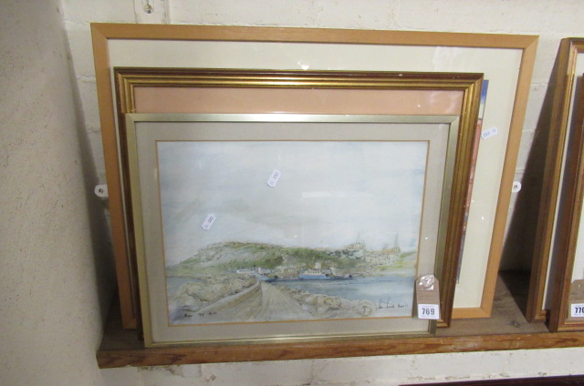WATERCOLOUR BY NEWHOUSE AND TWO CONTINENTAL PAINTINGS Image