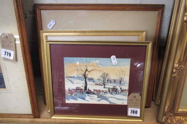 TWO WATERCOLOURS AND A PRINT Image