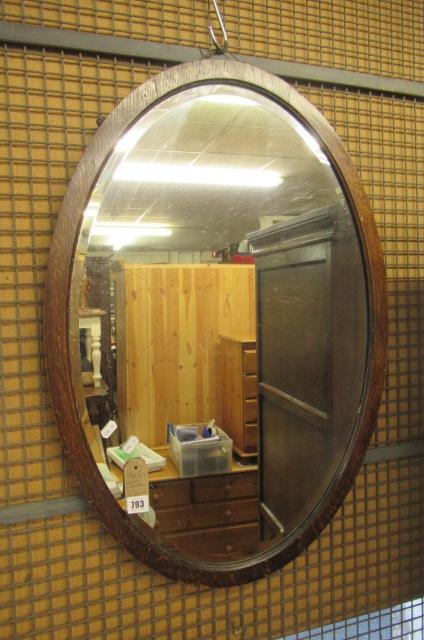 OAK FRAMED OVAL MIRROR Image