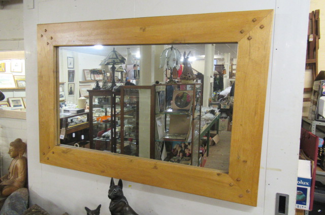 LARGE OAK FRAMED MIRROR Image
