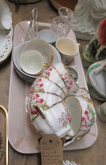 TRAY INCLUDING FOXGLOVE PATTERN CUPS AND SAUCERS ETC Image