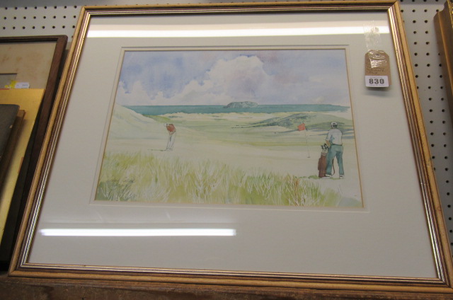 GOLFING WATERCOLOUR BY RICHARD COLLICK Image