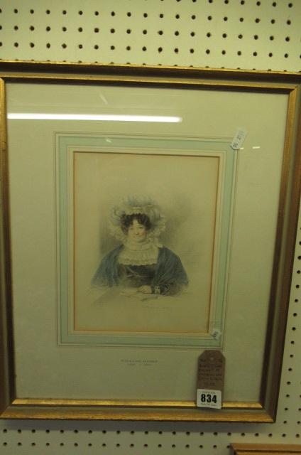 PENCIL AND WASH PORTRAIT OF VICTORIAN LADY SIGNED W MOORE 1835 Image