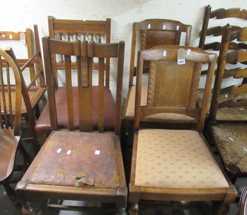PAIR OF OAK DINING CHAIRS AND TWO OTHERS Image