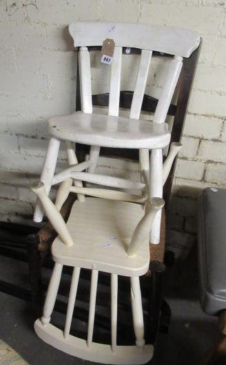 LADDERBACK CHAIR AND TWO  CHILDRENS CHAIRS Image