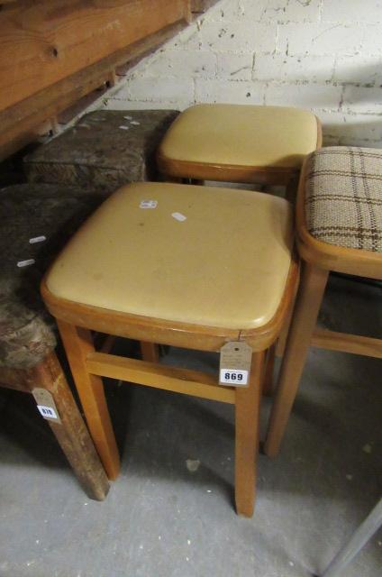 PAIR OF VINTAGE LEATHER TOP STOOLS Image
