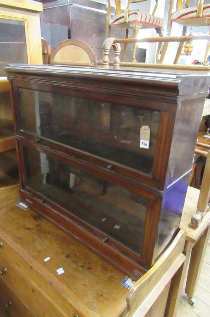 TWO SECTION OAK BOOKCASE Image