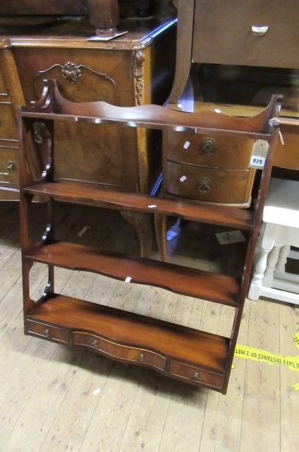 MAHOGANY WALL SHELF WITH DRAWERS Image