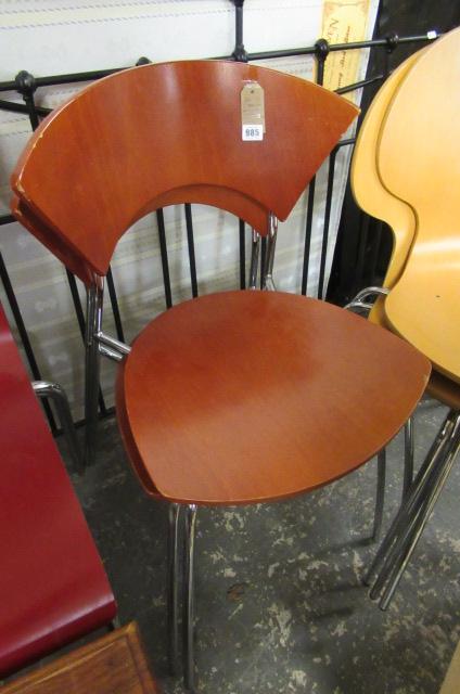 TWO BENTWOOD CHAIRS AND A CREAM AND CHROME CHAIR Image