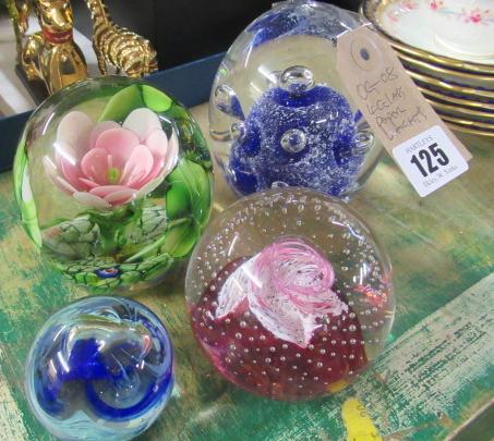 FOUR GLASS PAPERWEIGHTS Image