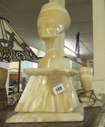 TWO ONYX EGYPTIAN HEAD LAMPS Image