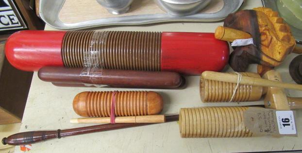 FOUR WOODEN PERCUSSION INSTRUMENTS Image