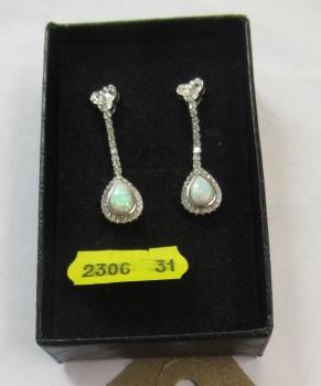 PAIR OF SILVER AND GEMSTONE EARRINGS Image