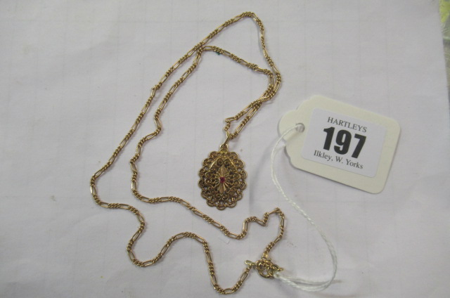 9CT GOLD PENDANT ON 9CT GOLD CHAIN (7.6g TOTAL GROSS) Image