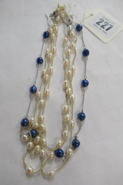 TWO SILVER AND BEAD NECKLACES Image