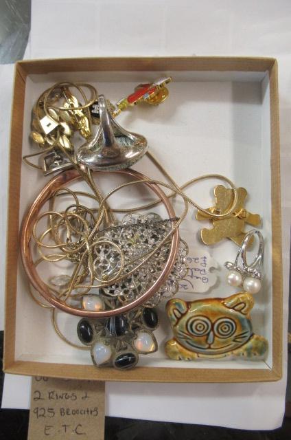 TWO RINGS AND SILVER BROOCHES ETC Image