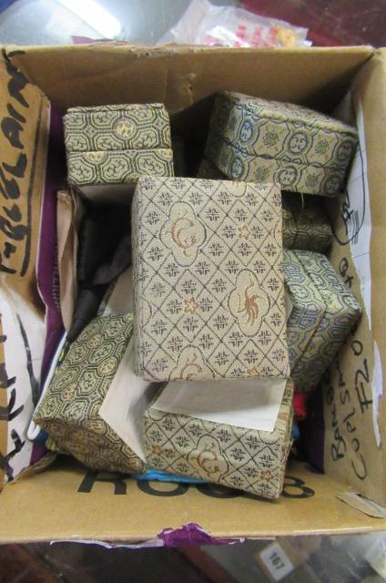 QUANTITY OF CHINESE JEWELLERY BOXES  POUCHES AND TWO SILK SCARVES Image