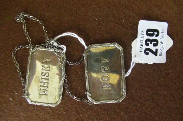 PAIR OF SILVER DECANTER LABELS Image